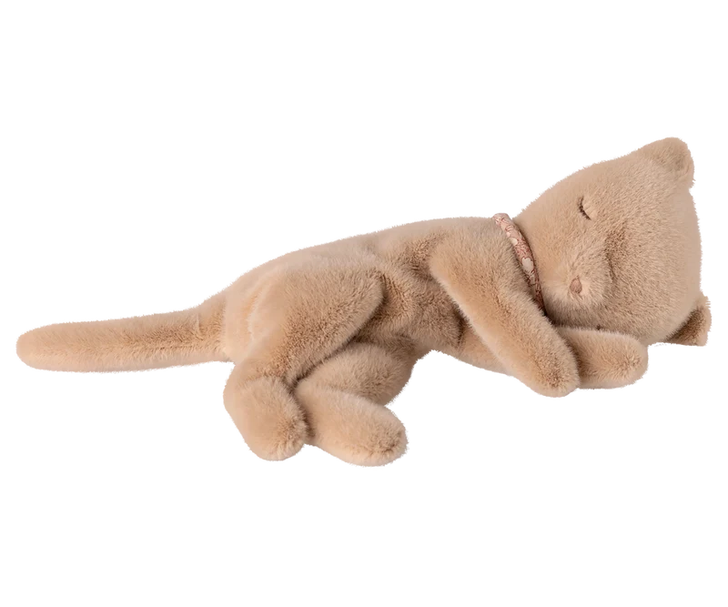 Sleeping kitten plush, Small - Cream peach