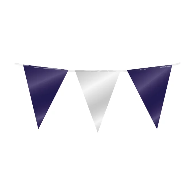 Folie slinger donkerblauw met zilver 10 meter 20x30 cm