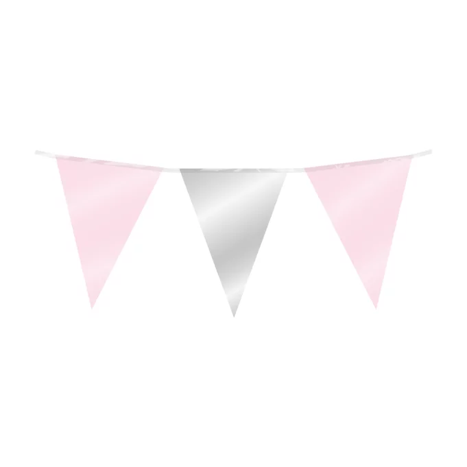 Folie slinger lichtroze met zilver 10 meter 20x30 cm