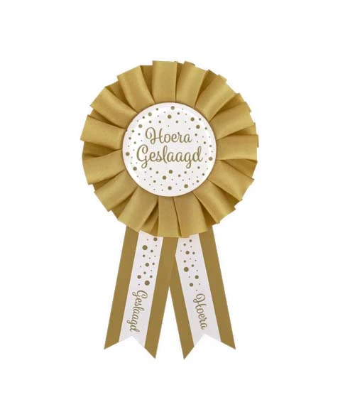 Rozet goud/wit - Geslaagd school