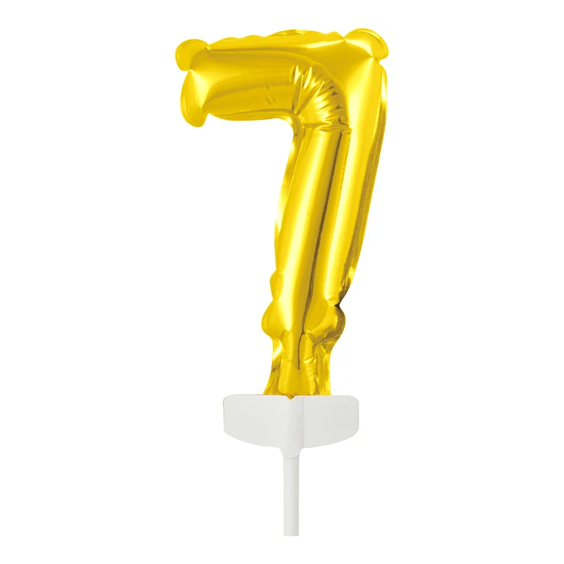 Folieballon Taarttopper cijfer 7 Goud - 13 cm