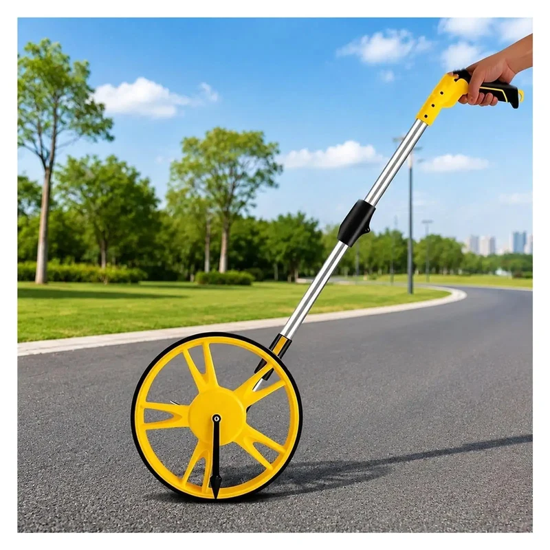 Heavy Duty No Hassle Hand Push Measuring Wheel With Non Slip Handle And Collapsible Aluminum Shaft That Packs Sleek In Any Tailgate Box For Yard Crews And Homesteaders