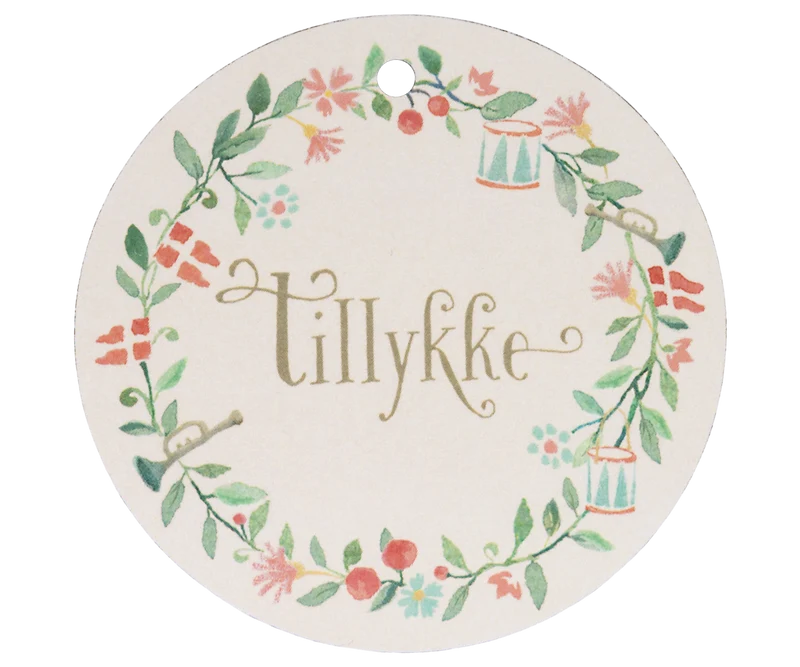 Gift tags, Tillykke, 15 pcs. - Round