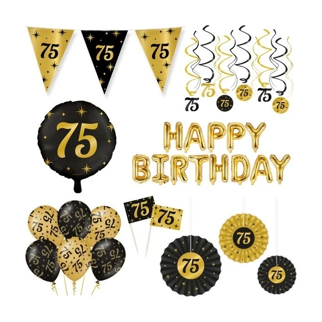 Classy Party 75 jaar verjaardag versiering pakket XL
