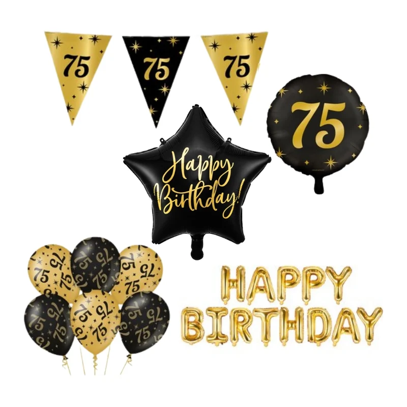 Classy Party 75 jaar verjaardag versiering pakket M2