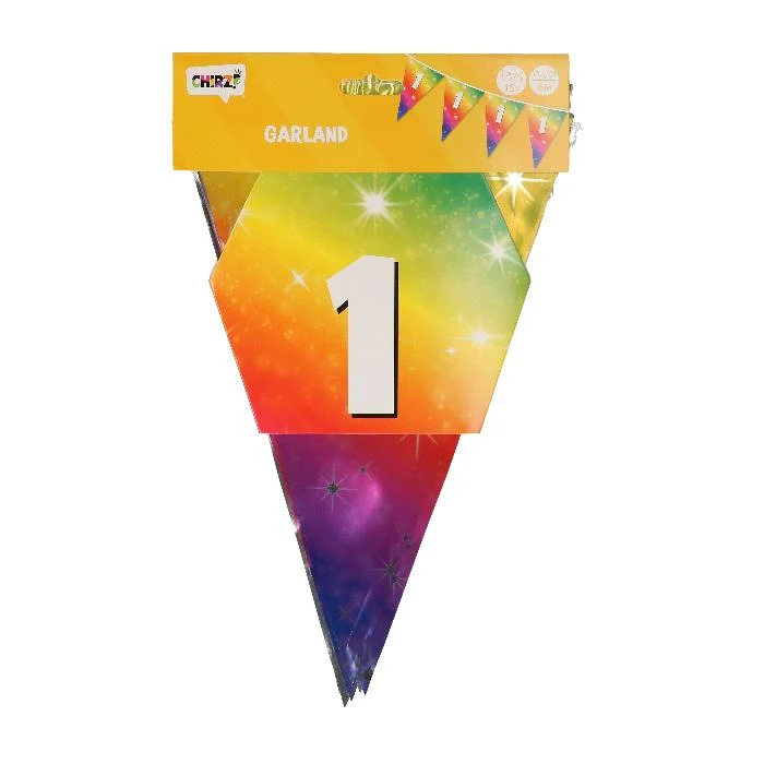 Vlaggenlijn regenboog 1 jaar - 6m (15 vlaggen)