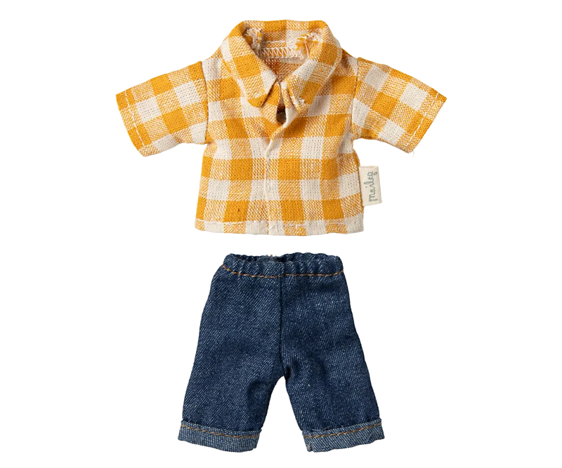Yellow checked shirt and pants, Dad mouse