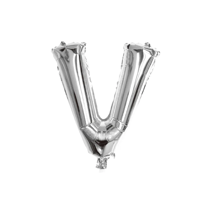 Folieballon letter V zilver - 35 cm