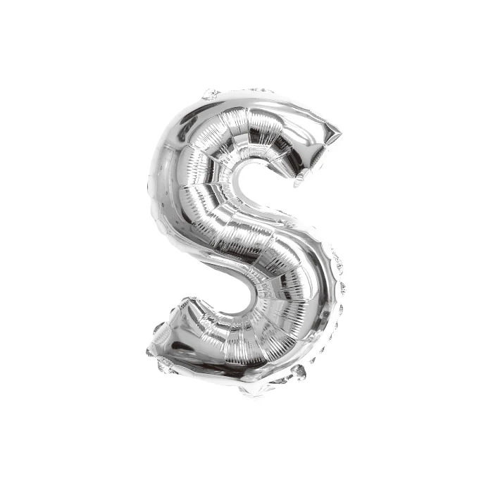 Folieballon letter S zilver - 35 cm