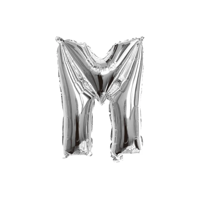 Folieballon letter M zilver - 35 cm