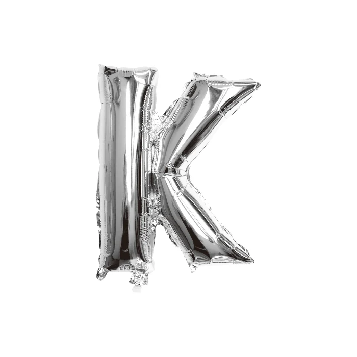 Folieballon letter K zilver - 35 cm
