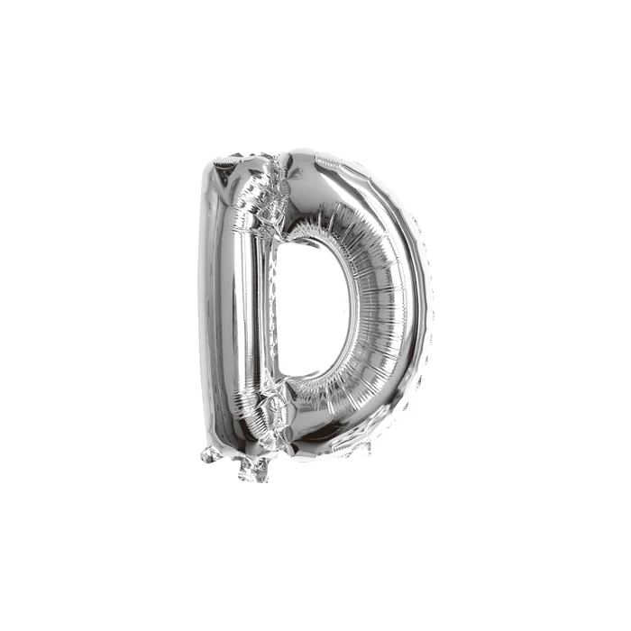 Folieballon letter D zilver - 35 cm