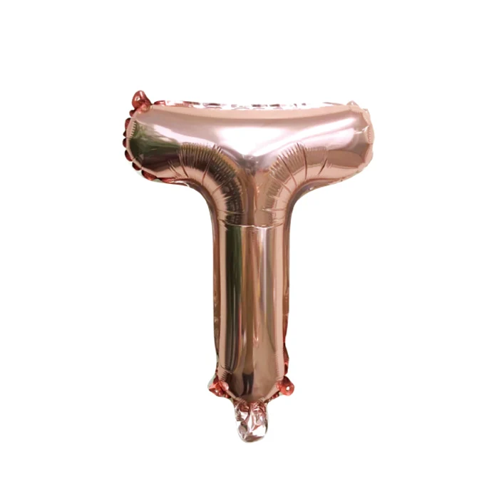 Folieballon letter T roségoud - 35 cm