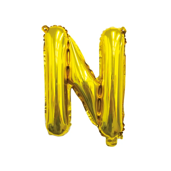 Folieballon letter N Goud - 35 cm