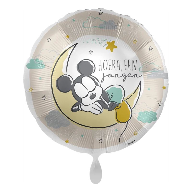 Folieballon Hoera een jongen Mickey 45cm