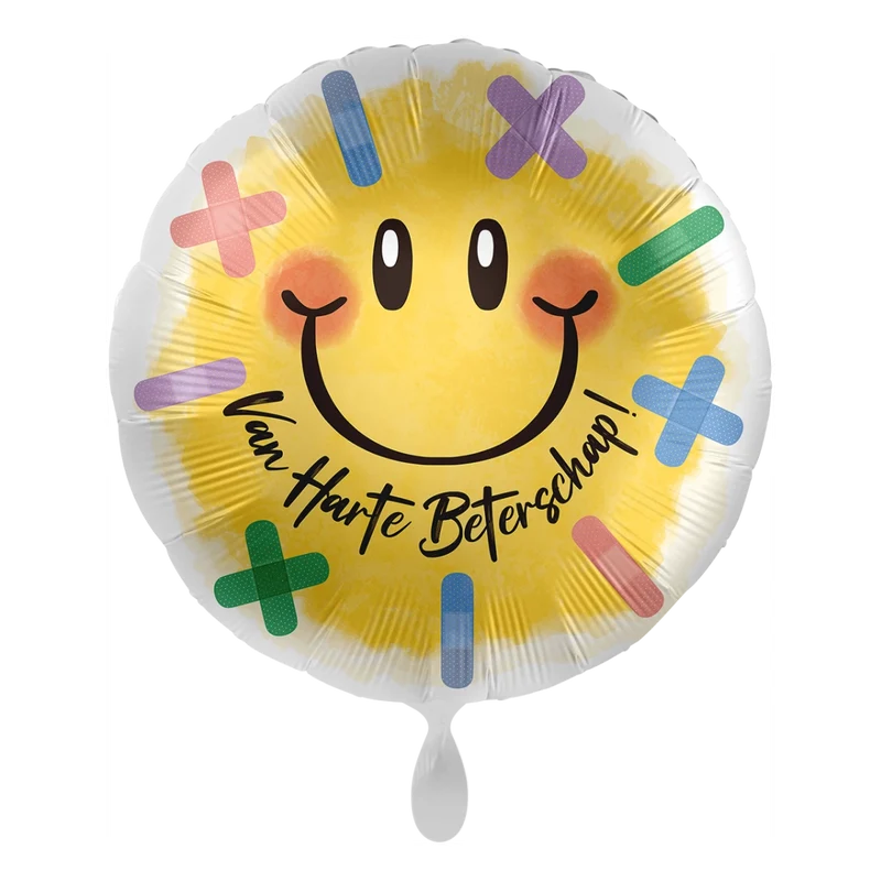 Folieballon Van harte Beterschap smiley 45cm
