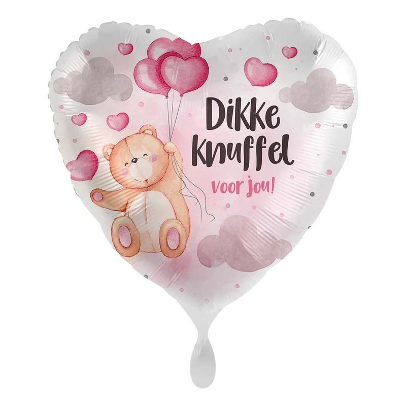 Folieballon hart Dikke knuffel voor jou 45cm