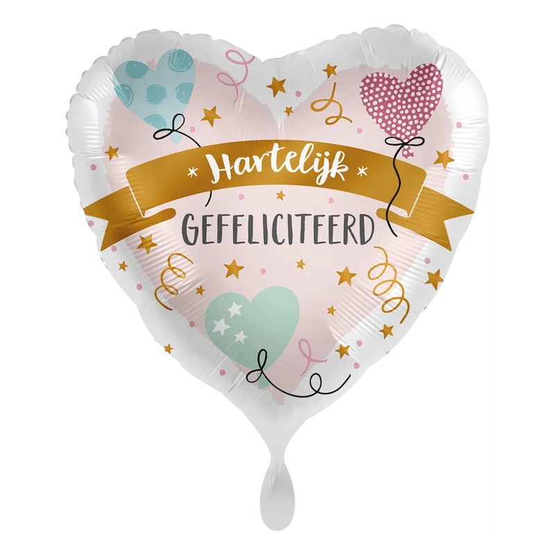 Folieballon Hartelijk gefeliciteerd 45cm