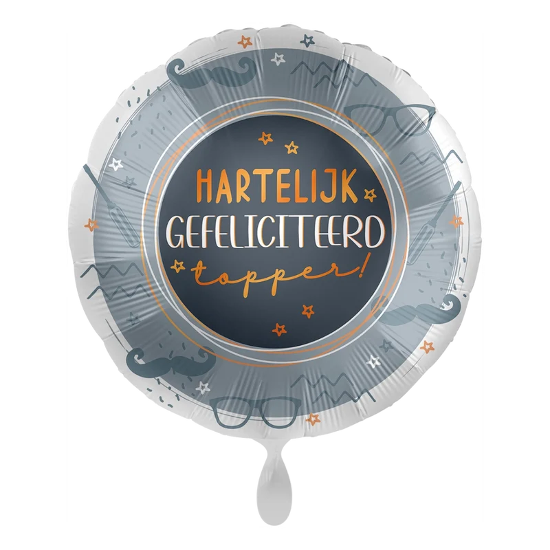 Folieballon Hartelijke gefeliciteerd topper 45cm