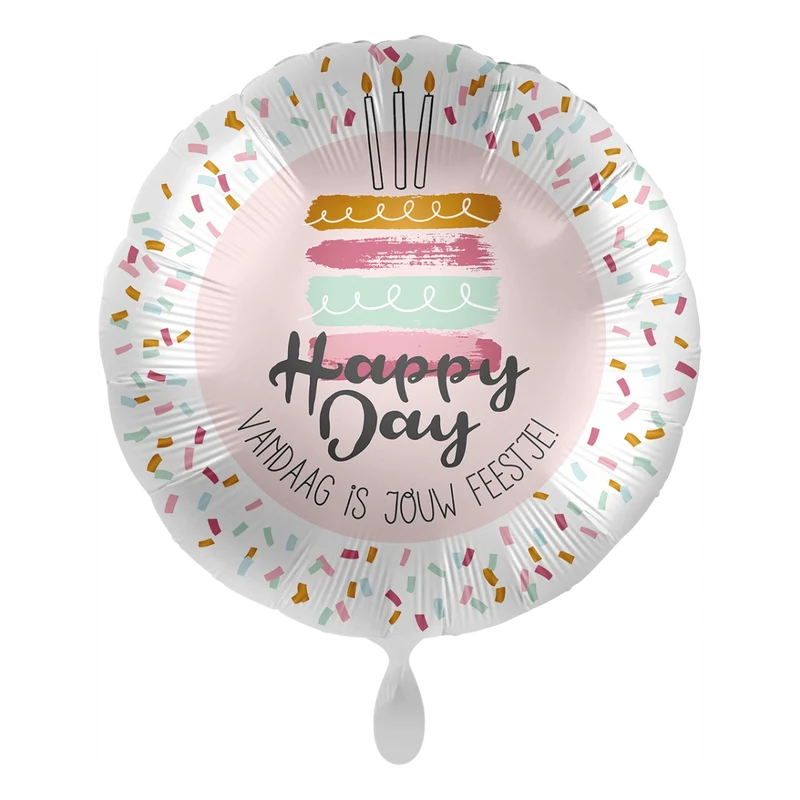 Folieballon Happy Day – vandaag is jouw feestje! 45 cm