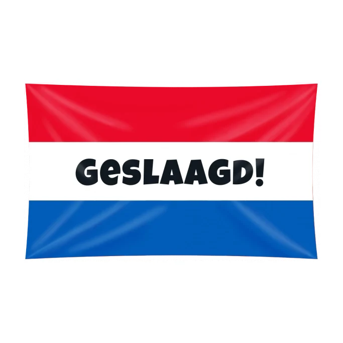 Geslaagd Gevelvlag - 150x90 cm - Rood, wit, blauw met tekst GESLAAGD