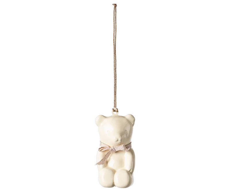 Metal ornament, Teddy bear - Off white/Rose