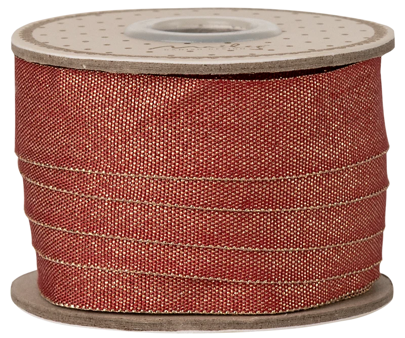 Ribbon, W: 18 mm x L: 10 m - Red/gold
