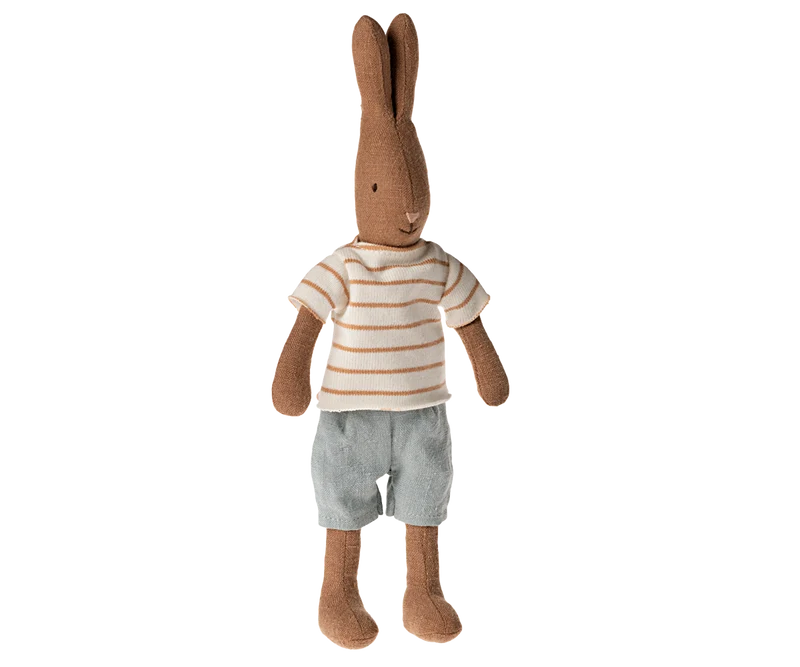 Rabbit, Size 1 - Chocolate brown - Striped blouse and shorts