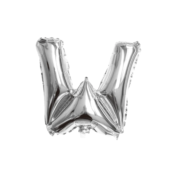 Folieballon letter W zilver - 35 cm