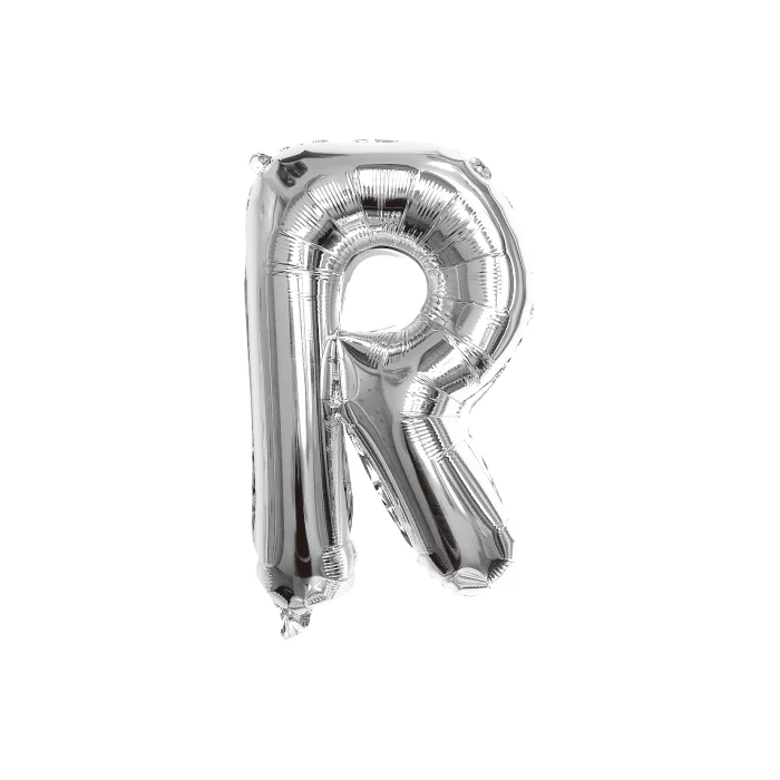 Folieballon letter R zilver - 35 cm
