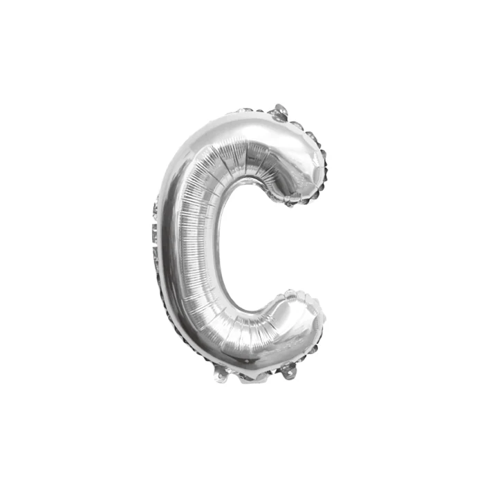 Folieballon letter C zilver- 35 cm