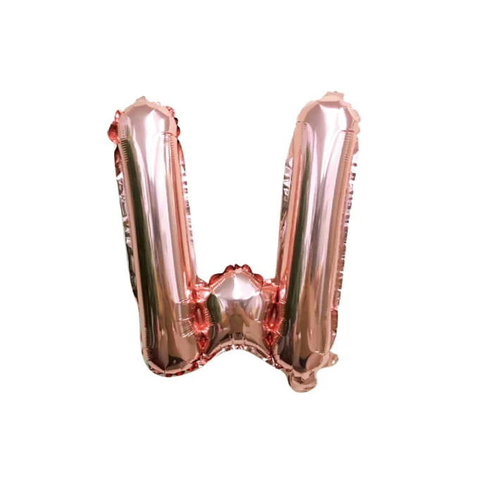 Folieballon letter W roségoud - 35 cm
