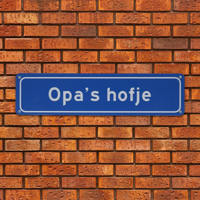 Metalen bord Opa's hofje