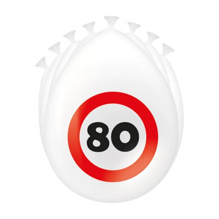 80 Jaar Verkeersbord Ballonnen - 8 stuks