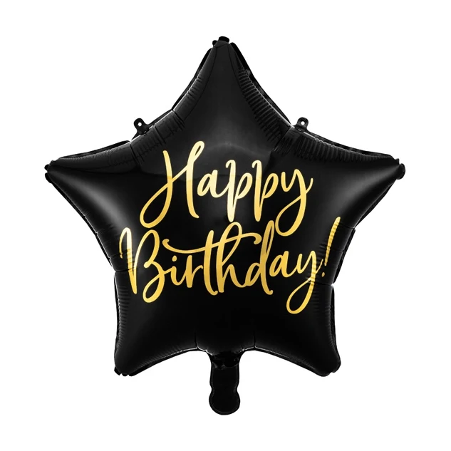 Happy Birthday folieballon zwart ster 40cm