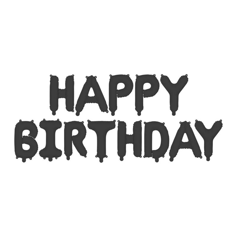 Happy Birthday folieballonnen Zwart 340x25cm