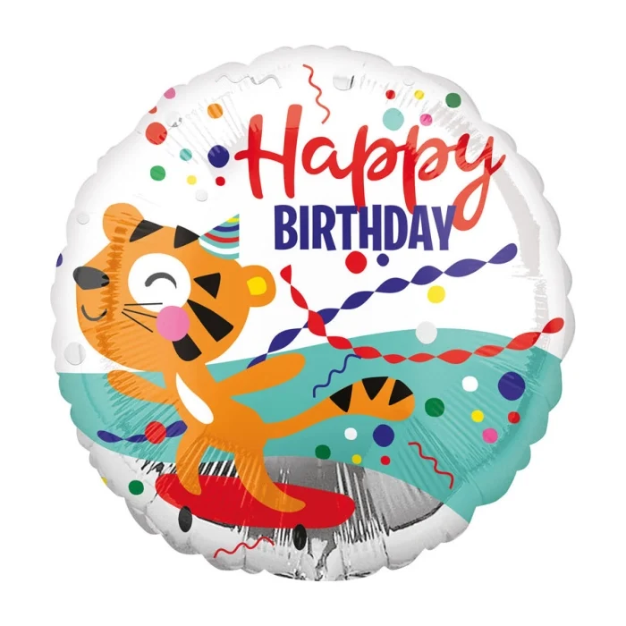 Happy Birthday tijger folieballon 43cm