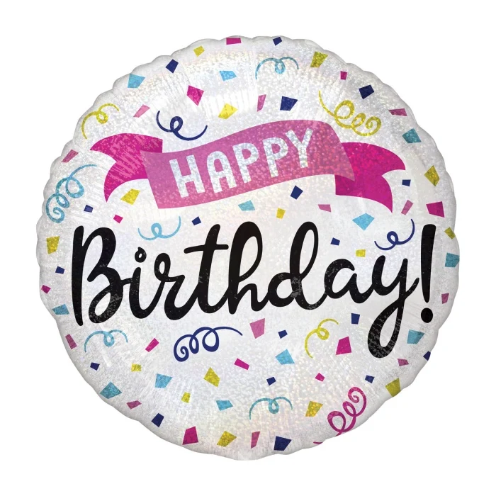 Happy Birthday holographic folieballon 43cm