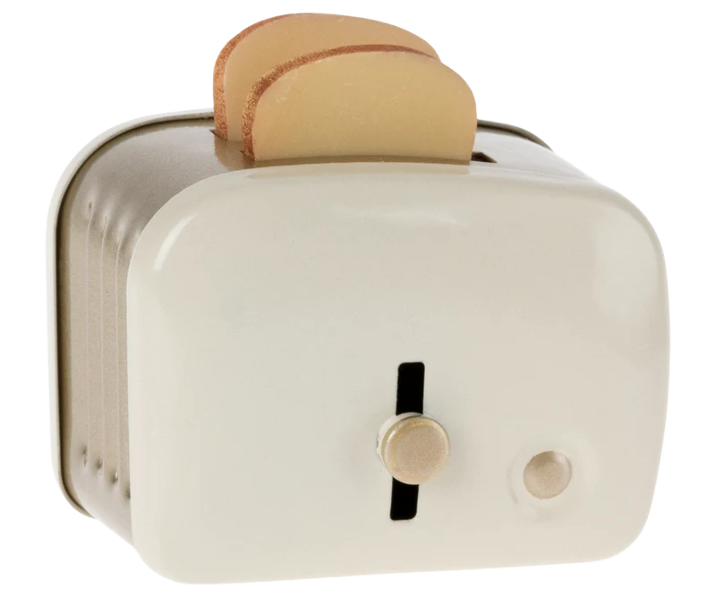 Toaster with bread, Miniature - Off white