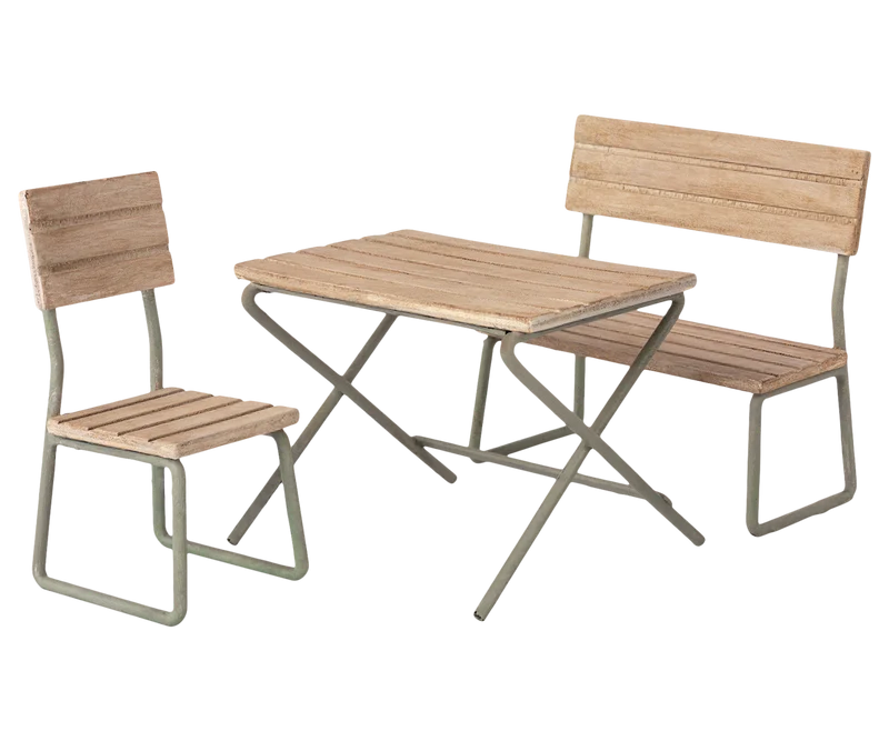 Garden set, Table w. chair and bench, Miniature