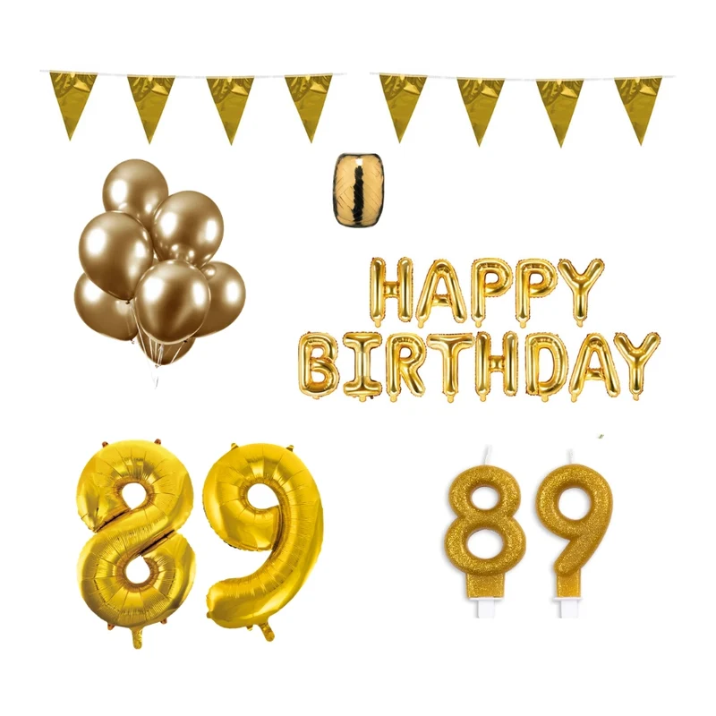 89 jaar Verjaardag Versiering Pakket Goud