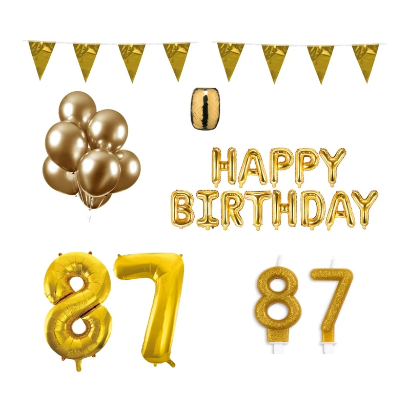 87 jaar Verjaardag Versiering Pakket Goud