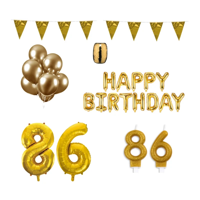 86 jaar Verjaardag Versiering Pakket Goud