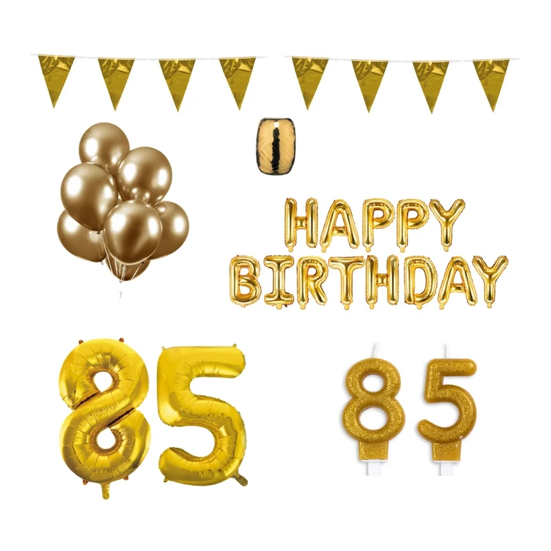 85 jaar Verjaardag Versiering Pakket Goud