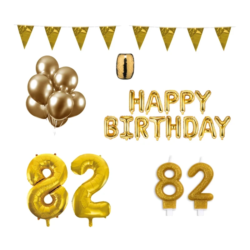 82 jaar Verjaardag Versiering Pakket Goud