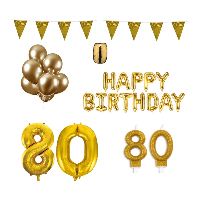 80 jaar Verjaardag Versiering Pakket Goud