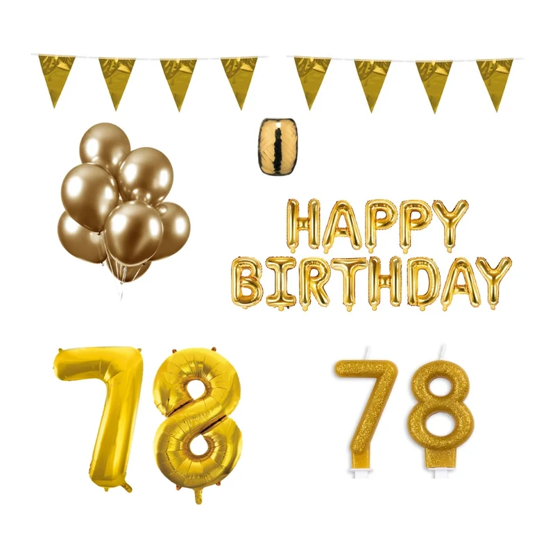 78 jaar Verjaardag Versiering Pakket Goud