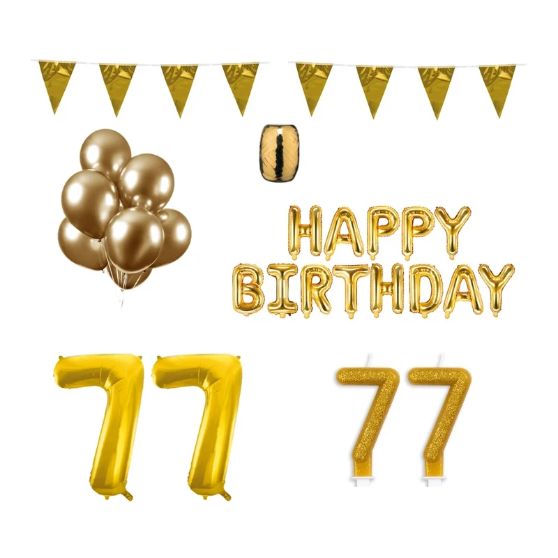 77 jaar Verjaardag Versiering Pakket Goud
