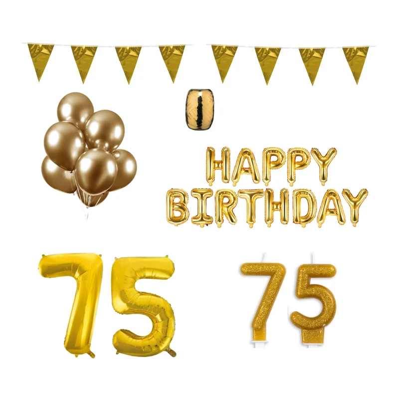 75 jaar Verjaardag Versiering Pakket Goud