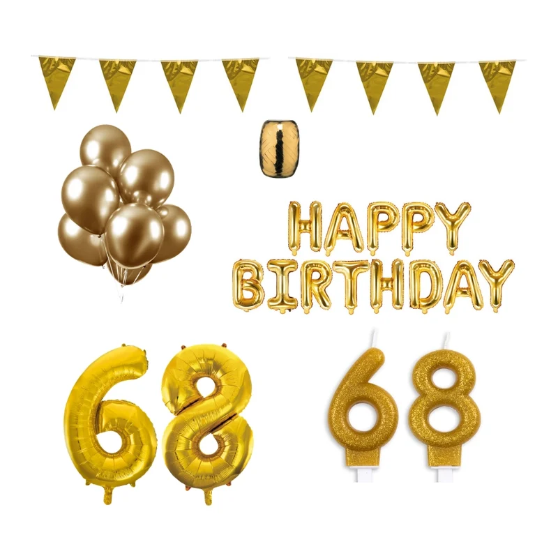68 jaar Verjaardag Versiering Pakket Goud